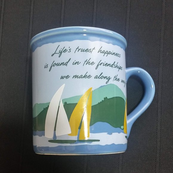 Hallmark Mug Mates Blue with Sailboats Ceramic Mug - Picture 1 of 5